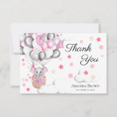 かわいいベビーゾウ風船ベビースシャワー |ありがとうございます サンキューカード (正面)