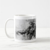 かわいいベビーゾウ黒と白の水色 コーヒーマグカップ (左)