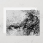 かわいいベビーゾウ黒と白の水色 ポストカード (正面/裏面)