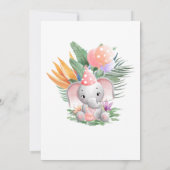 かわいいベビーゾウ1歳の誕生日パーティー 招待状 (裏面)