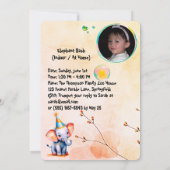 かわいいベビーゾウ1st誕生日フローラハート女の子 招待状 (裏面)