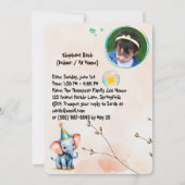 かわいいベビーゾウ1st誕生日 – ボーイズ青ハート 招待状 (裏面)