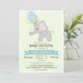 かわいいベビーゾウ、ジャングル動物園の少年の赤ちゃんシャワー 招待状 (スタンド正面)