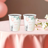 かわいいベビーゾウ&ピンクバルーンガールベビーシャワー 紙コップ