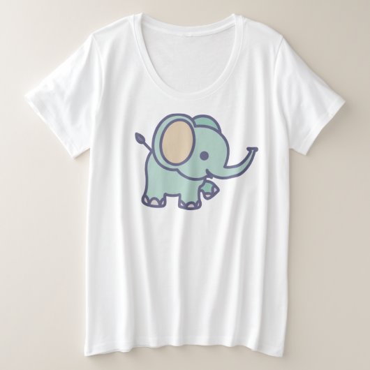 かわいいベビーゾウ プラスサイズTシャツ (デザイン正面)