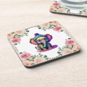 かわいいベビーゾウ(眼鏡とビーニー) コースター (左側)