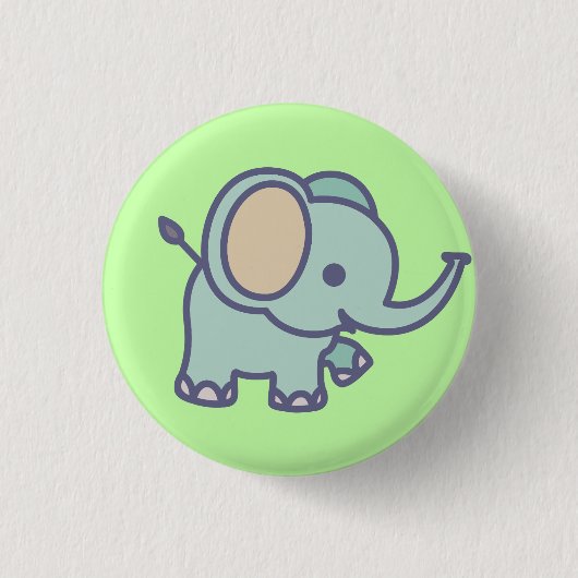 かわいいベビーゾウ 缶バッジ (正面)