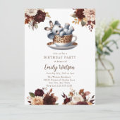 かわいいベビーゾウ |誕生日ティーパーティー 招待状 (スタンド正面)