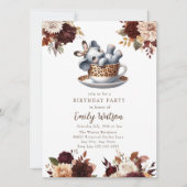 かわいいベビーゾウ |誕生日ティーパーティー 招待状 (正面)