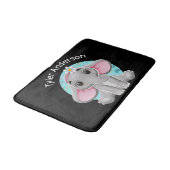 かわいいベビーゾウ、DIY名、ブラック バスマット (アングル)