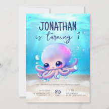 かわいいベビータコ水彩子供の誕生日