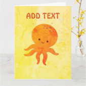 かわいいベビータコ漫画 カード (黄色い花)