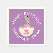 かわいいベビーダチョウ卵の漫画イラストレーション スタンダードカクテルナプキン (正面)