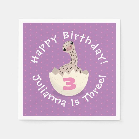 かわいいベビーダチョウ卵の漫画イラストレーション スタンダードカクテルナプキン (正面)