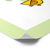 かわいいベビーダックのグリーンモノグラム　ベビー・赤ちゃん用壁飾り・アート ポスター (角)