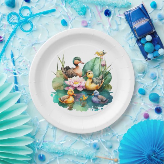 かわいいベビーダックファームファミリーアニマルズ ペーパープレート (パーティー)