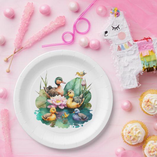 かわいいベビーダックファームファミリーアニマルズ ペーパープレート (パーティー)