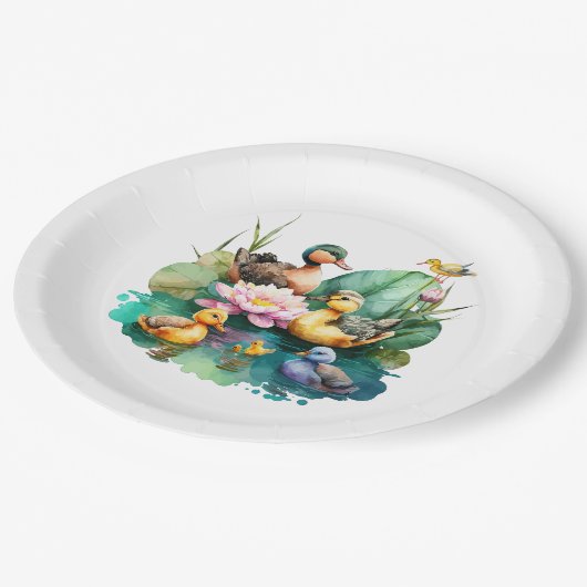 かわいいベビーダックファームファミリーアニマルズ ペーパープレート (アングル)