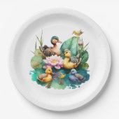 かわいいベビーダックファームファミリーアニマルズ ペーパープレート (正面)