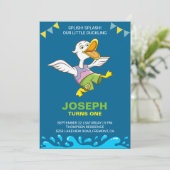 かわいいベビーダック第1誕生日パーティの招待状 招待状 (スタンド正面)