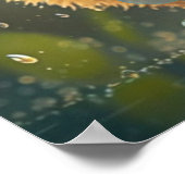 かわいいベビーダック踊りインザレインアート ポスター (角)