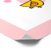 かわいいベビーダック ピンク モノグラム ぬりかべアート ポスター (角)