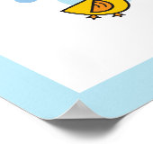 かわいいベビーダック ブルー モノグラム ぬりかべ アート ポスター (角)