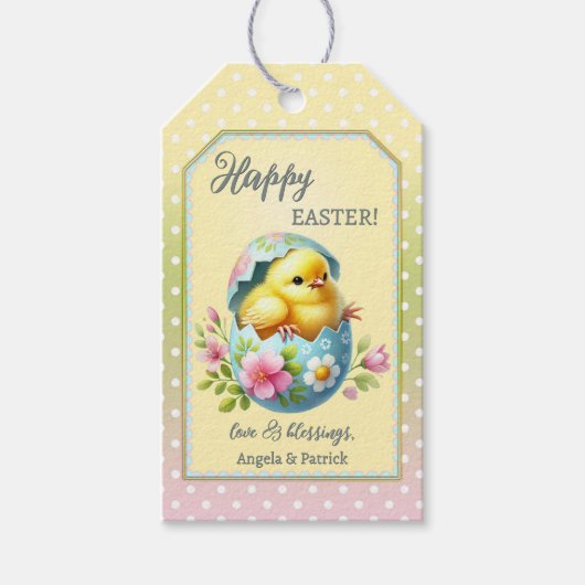 かわいいベビーチックイースターギフトラベル ギフトタグ (正面)