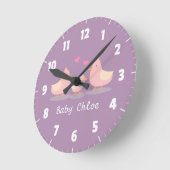 かわいいベビーチックバードファミリーベビーガールルームデコール ラウンド壁時計 (傾斜)