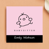 かわいいベビーチックブラック&ピンクIGベビーシッター スクエア名刺