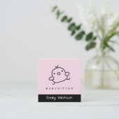 かわいいベビーチックブラック&ピンクIGベビーシッター スクエア名刺 (スタンド正面)