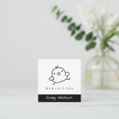 かわいいベビーチックブラック&ホワイトIGベビーシッター スクエア名刺 (スタンド正面)