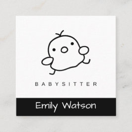 かわいいベビーチックブラック&ホワイトIGベビーシッター スクエア名刺