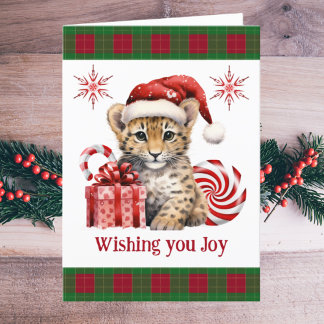 かわいいベビーチータースキューブ大きな猫クリスマスジョイ シーズンカード