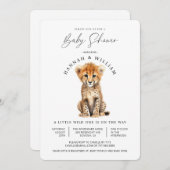かわいいベビーチーター赤ちゃん男女兼用シャワー 招待状 (正面/裏面)