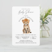 かわいいベビーチーター赤ちゃん男女兼用シャワー 招待状 (スタンド正面)