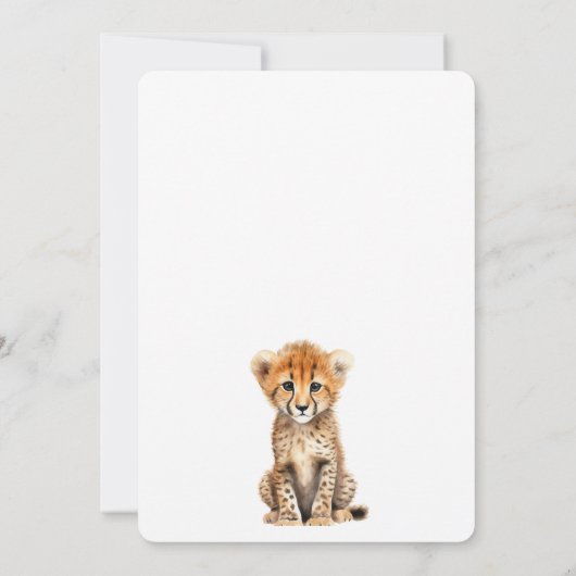 かわいいベビーチーター赤ちゃん男女兼用シャワー 招待状 (裏面)