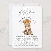 かわいいベビーチーター赤ちゃん男女兼用シャワー 招待状 (正面)