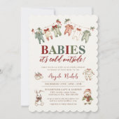 かわいいベビーツインベイビーシャワー外は寒い 招待状 (正面)