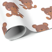 かわいいベビーテディベアパターン ラッピングペーパー (ロールコーナー)