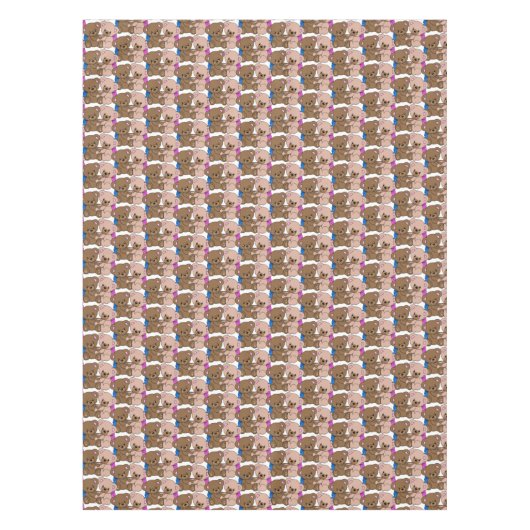 かわいいベビーテディベアーズジェンダーリビール長方形 テーブルクロス (正面)