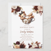 かわいいベビーテディベア |誕生日ティーパーティー 招待状 (正面)