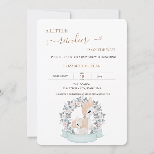 かわいいベビーデアーズバラベビーシャワー 招待状 (正面)