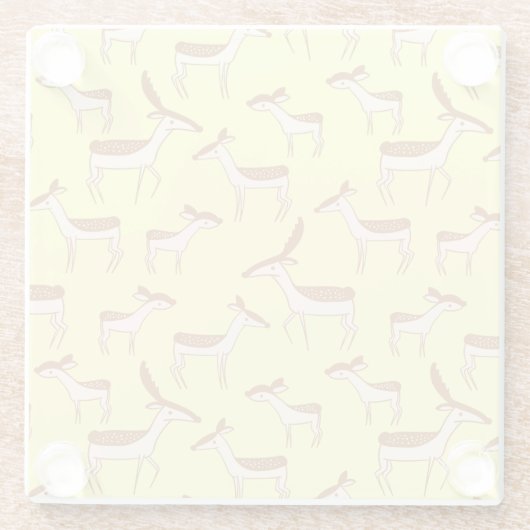 かわいいベビーディアアンドファミリーオンパステルイエロー ガラスコースター (裏面)