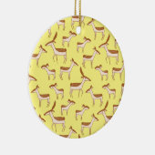 かわいいベビーディアアンドファミリーオンパステルイエロー セラミックオーナメント (右)