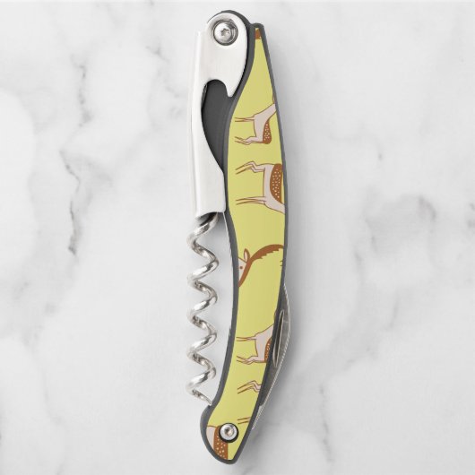 かわいいベビーディアアンドファミリーオンパステルイエロー ソムリエナイフ (正面)