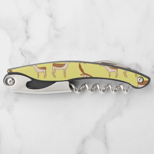 かわいいベビーディアアンドファミリーオンパステルイエロー ソムリエナイフ (正面)