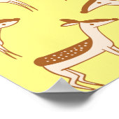 かわいいベビーディアアンドファミリーオンパステルイエロー ポスター (角)