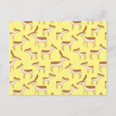 かわいいベビーディアアンドファミリーオンパステルイエロー ポストカード (正面)