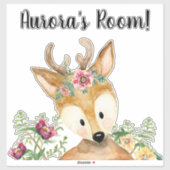 かわいいベビーディアウォーターカラーボホフローラ子供部屋名 シール (シート)